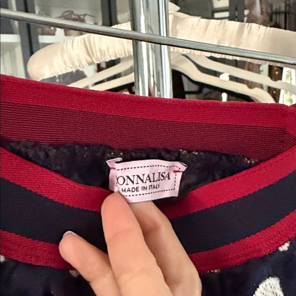 MonnaLisa Navy and Red Polka Dot Skirt - Picture 2 of 3